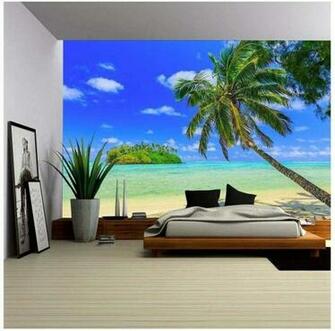 Wall26 Rarotonga Cook Islands Motu Island And Palm Tree Muri