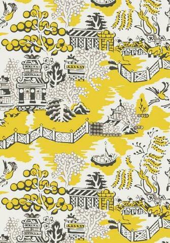 Wallpaper Thibaut Enchantment Luzon Grey And Lemon T36109