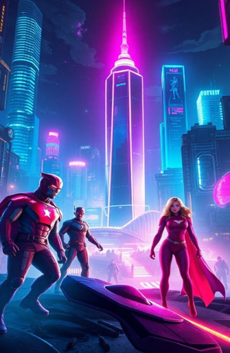 Neon Avengers Wallpaper