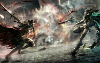 Nidalee Vs Leona Fighting League Of Legends HD Wallpaper Lol Girls