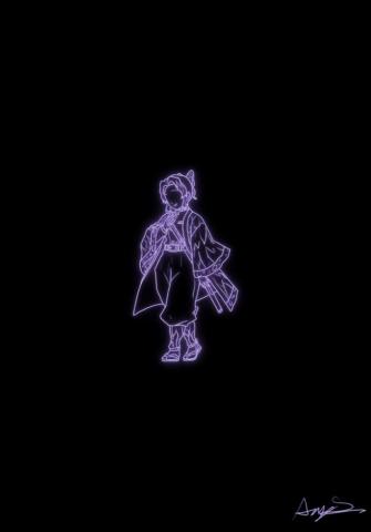 Shinobu Kocho Kimetsu No Yaiba Dark Purple Wallpaper Glow