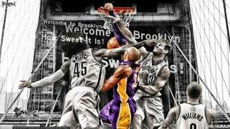 Kobe Bryant Dunk On Brooklyn Nets Wallpaper
