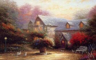 Kinkade Wallpaper Art Painings Desktop Thomas