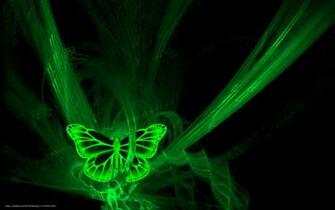 Wallpaper Butterfly Neon Black Green Desktop