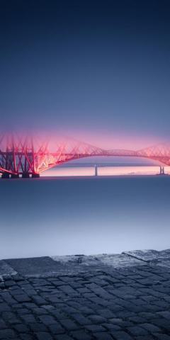 Forth Rail Bridge Minimal Night Glow Scotland