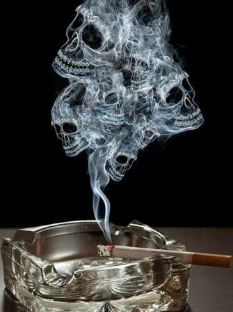 Smoke Skulls Ashtray Burning Cigarette HD Wallpaper