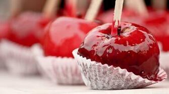 Food Red Cherry Syrup Candy Apple Sweets Wallpaper Background
