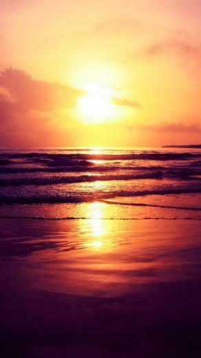 Setting Sun Ocean Beach iPhone Wallpaper Ipod HD