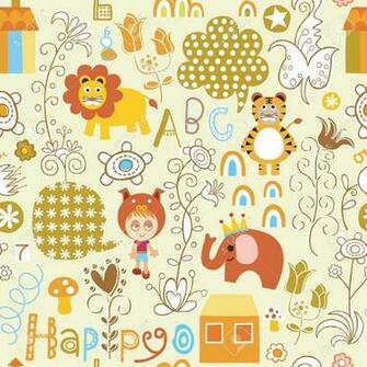 Seamless Childish Cartoon Pattern Royalty Cliparts Vectors