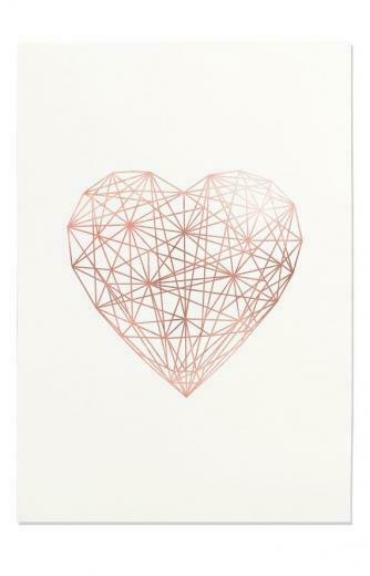 Rose Gold Geometric Heart Line Art Printable Wall Trending