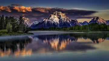 Mountain And River Reflections Forest Nature Wallpaper