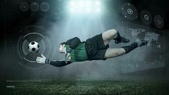 Pictures Sports Man Jump Footbal Uniform Ball Goalkeeper