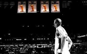 Tim Duncan Spurs Championship Banners Wallpaper