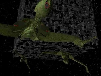 Star Trek Borg And A Bird Of Prey Wallpaper