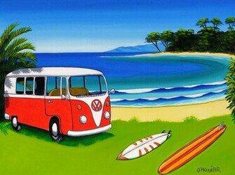 Vw Volkswagen Combi Van Bus Wallpaper Beach Art