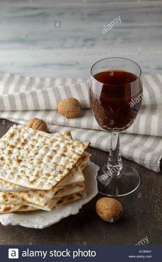 Best A Jewish Matzah Bread With Wine Passover Holiday Concept