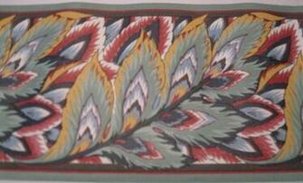 Paisley Red Blue Yellow Light Green Flower Wall Wallpaper Border