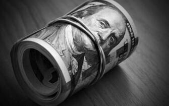 Wallpaper American Dollars Scroll Benjamin Franklin