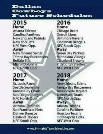 Future Schedule Of The Cowboys Dallas