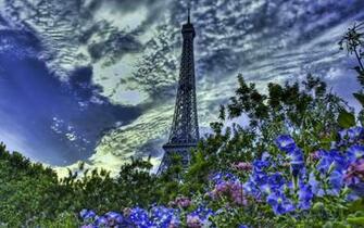 Wallpaper Paris France Eiffel Tower Flowers Sky