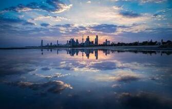 Wallpaper The City Kuwait Reflection Clouds Image For