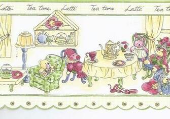 Yellow Tea Time Toys Wallpaper Border Roll Traditional