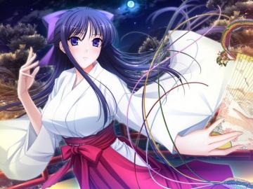 Walkure Romanze Blue Eyes Hair Bow Fan Game Cg Japanese