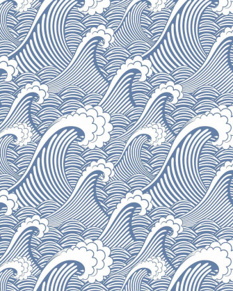Ocean Blue Coastal Classic Waves Wallpaper As Seen In Celeste