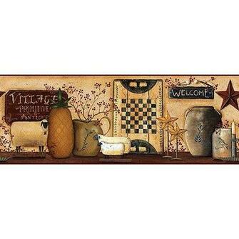 Village Primitives Country Wallpaper Border Cb5508bd