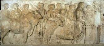 A Double Suovetaurilia Relief Left Part B Marble C Ca14ce D