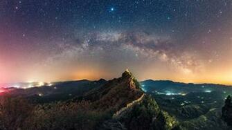 Wallpaper Stars Nature Mountains The Great Wall Of China