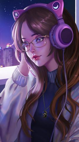 Anime Girl Lofi Cat 4k Phone iPhone Wallpaper 464a