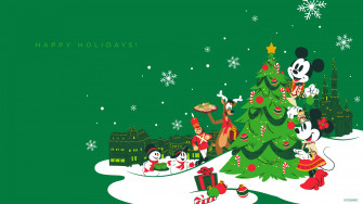 Mickey And Minnie Happy Holidays Wallpaper