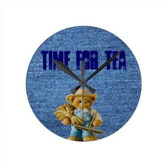Working Bear On Demin Background Clock