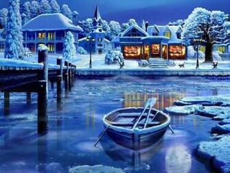 Winter Village Wallpaper