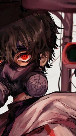 Anime Gas Mask Red Eye 4k Wallpaper