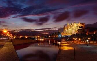 Wallpaper Night Lights Spain Mallorca Palma De Image