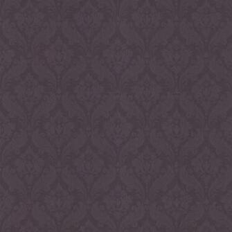 Flock Damask Purple Textured Strippable Non Woven Unpasted Wallpaper