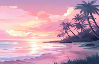 Pink Beach Sunset Wallpaper