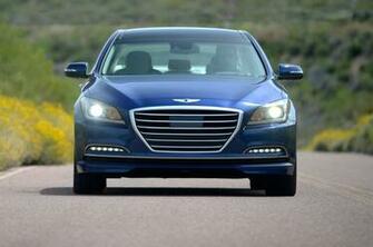Hyundai Genesis Sedan Front Lights On Photo