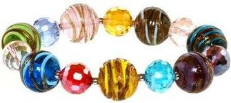 Rainbow Multi Colored Murano Glass Beaded Mona Fashion Bracelet