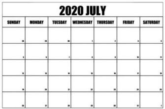 Printable July Calendar Template