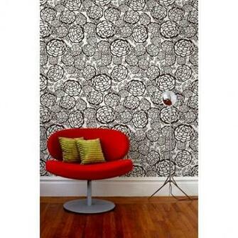 Oh Joy For Hygge West Petal Pusher In White Black Wallpaper