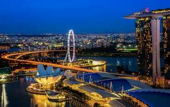 Singapore City Night Wallpaper