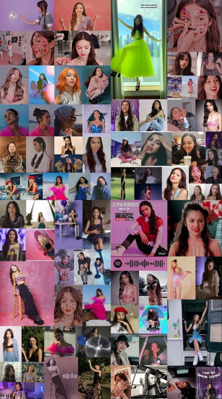 Olivia Rodrigo Collage Wallpaper Rainbow Flag Liv