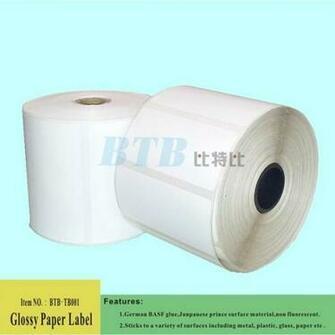 Permanent Adhesive Non Flourcscert Glossy Paper Label Btb Tb001