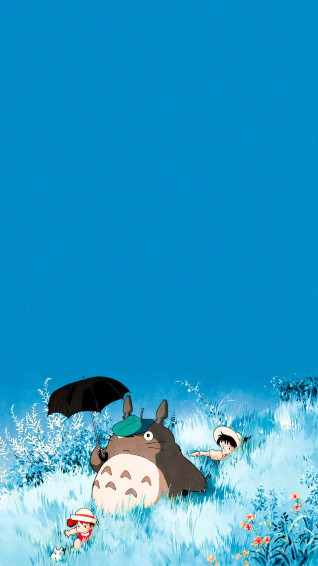 A Totoro And Tonkatsu In The Grass Wallpaper