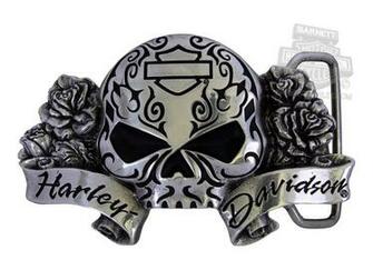 Davidson Womens Sugar Skull Willie G With Roses Buckle