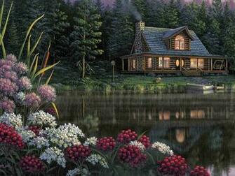 Cabin Lake Wallpaper
