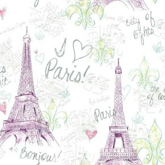 Purple Silver Paris Sidewall Pw3911 Wallpaper Baby Nursery Kids